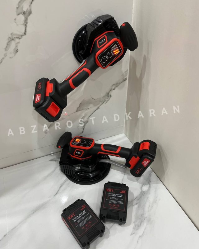 چکش ویبره ۲۱ ولت KRT دارای دو عدد باطری دارای ضامن قاپک دیمر دار ۸ سرعته